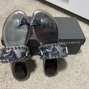 New Black graphite dress snake sandals